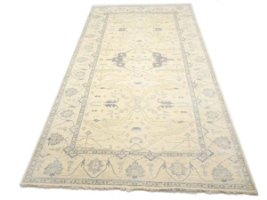 Muted Beige Floral Transitional 9X18 Oushak Oriental Rug