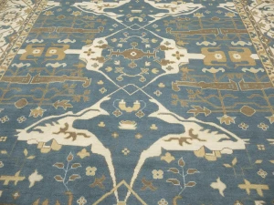 Muted Blue-gray Floral Transitional 12X15 Oushak Oriental Rug
