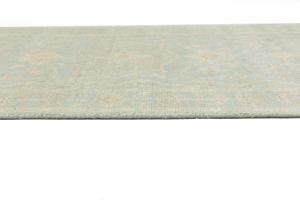 Muted Teal Floral Transitional 3X10 Oriental Runner Rug
