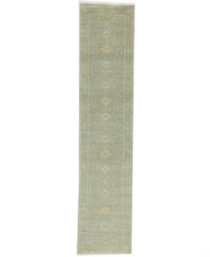 Muted Teal Floral Transitional 3X12 Oriental Runner Rug