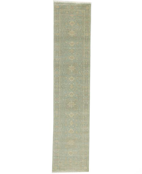 Muted Teal Floral Transitional 3X12 Oriental Runner Rug