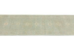 Muted Teal Floral Transitional 3X12 Oriental Runner Rug