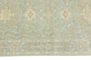 Muted Teal Floral Transitional 3X12 Oriental Runner Rug