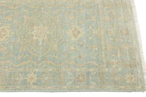 Muted Teal Floral Transitional 3X12 Oriental Runner Rug