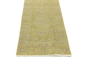 Muted Golden Yellow Floral 3X10 Transitional Oriental Runner Rug