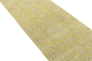 Muted Golden Yellow Floral 3X10 Transitional Oriental Runner Rug