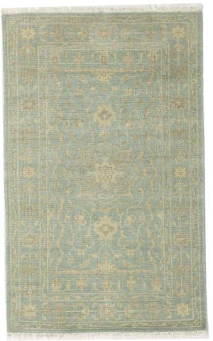 Muted Teal Floral 3X5 Transitional Oriental Rug