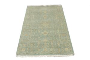 Muted Teal Floral 3X5 Transitional Oriental Rug