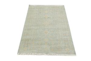 Muted Teal Floral 3X5 Transitional Oriental Rug