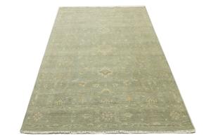 Muted Aqua Green Floral 6X9 Transitional Oriental Rug