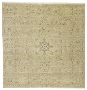 Muted Pinkish Beige Floral 10X10 Transitional Oriental Square Rug