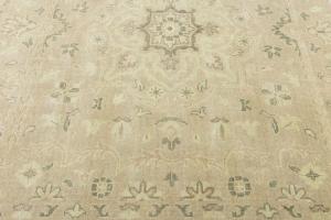 Muted Pinkish Beige Floral 10X10 Transitional Oriental Square Rug