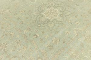 Muted Aqua Green Floral 10X10 Transitional Oriental Round Rug