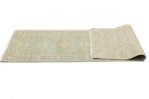 Muted Teal Floral Transitional 3X8 Oriental Runner Rug