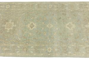 Muted Teal Floral Transitional 3X8 Oriental Runner Rug