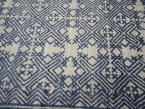 Blue & Cream Geometric 9X12 Modern Oriental Rug