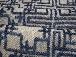Blue & Cream Geometric 9X12 Modern Oriental Rug