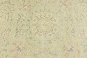 Muted Light Green Floral 8X8 Transitional Oriental Square Rug