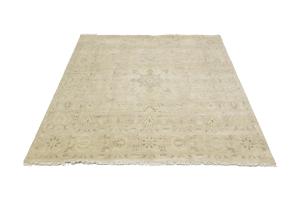 Muted Pinkish Beige Floral 8X8 Transitional Oriental Square Rug