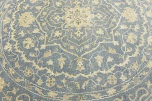 Muted Gray Floral 6X6 Transitional Oriental Round Rug