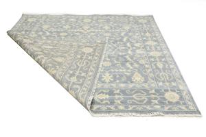 Muted Gray Floral 8X8 Transitional Oriental Square Rug