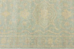 Muted Teal Floral Transitional 3X8 Oriental Runner Rug