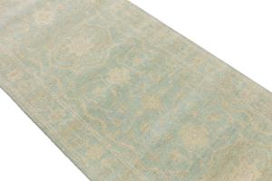 Muted Teal Floral Transitional 3X8 Oriental Runner Rug