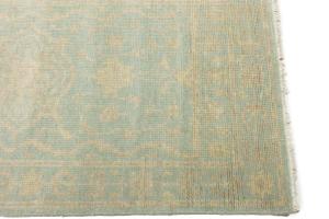 Muted Teal Floral Transitional 3X8 Oriental Runner Rug