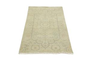 Muted Light Green Floral 3X5 Transitional Oriental Round Rug