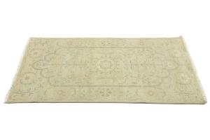 Muted Light Green Floral 3X5 Transitional Oriental Round Rug
