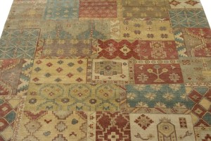 Multicolored Geometric 8X10 Patchwork Oriental Rug