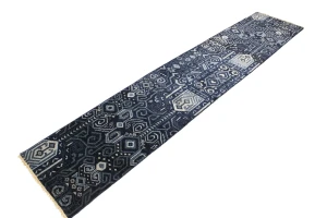Dark Navy & Gray 2X10 Contemporary Runner Rug