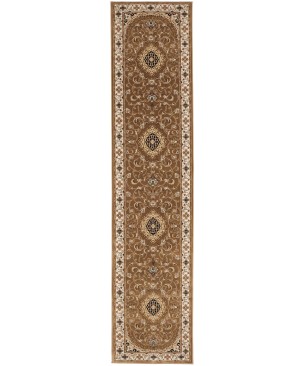 Brown Floral Oriental Style 3X12 Machine-Made Runner Rug