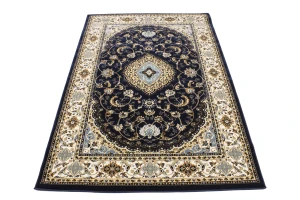Navy Floral Oriental Style 4X6 Machine-Made Rug