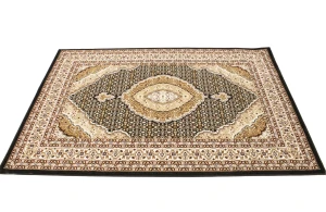 Black Floral Oriental Style 4X6 Machine-Made Rug
