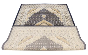 Navy Floral Oriental Style 5X8 Machine-Made Rug