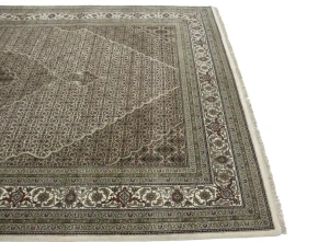 Cream Floral Geometric 7X10 Indo-Tabriz Fish Mahi Oriental Rug