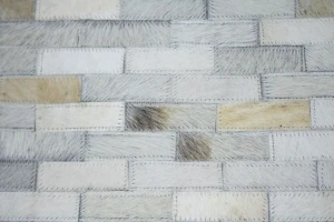 Ivory Silver Cowhide 8X8 Modern Leather Round Rug