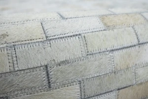 Ivory Silver Cowhide 8X8 Modern Leather Round Rug