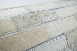 Ivory Silver Cowhide 8X8 Modern Leather Round Rug