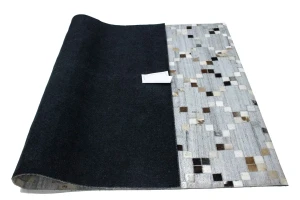 Gray Geometric 4X6 Cowhide Patchwork Modern Rug
