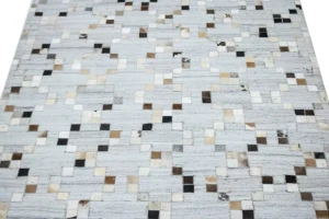 Gray Geometric 4X6 Cowhide Patchwork Modern Rug