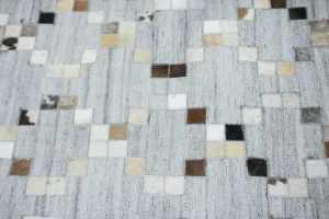 Gray Geometric 4X6 Cowhide Patchwork Modern Rug