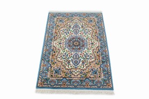 Cream Floral Kirman 3X4 Oriental Rug