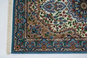 Cream Floral Kirman 3X10 Oriental Runner Rug