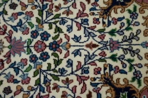 Cream Floral Kirman 3X10 Oriental Rug