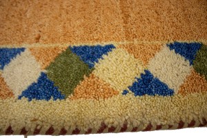 Rusty Peach Bordered Tribal 2'9X6'4 Indo-Gabbeh Oriental Rug