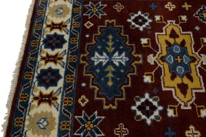 Wine Red Geometric 5X8 Kazak Oriental Rug