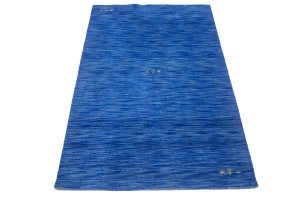 Solid Blue 5X8 Oriental Modern Rug