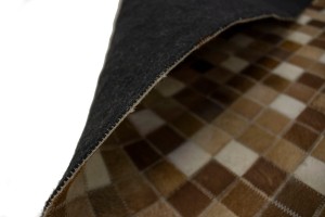 Beige Brown Cowhide 5X8 Modern Leather Rug